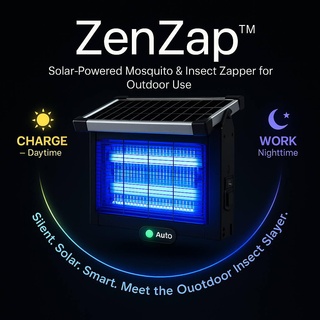 ZenZap™ Solar-Powered Waterproof Bug Zapper for Outdoor Mosquito & Insect Control