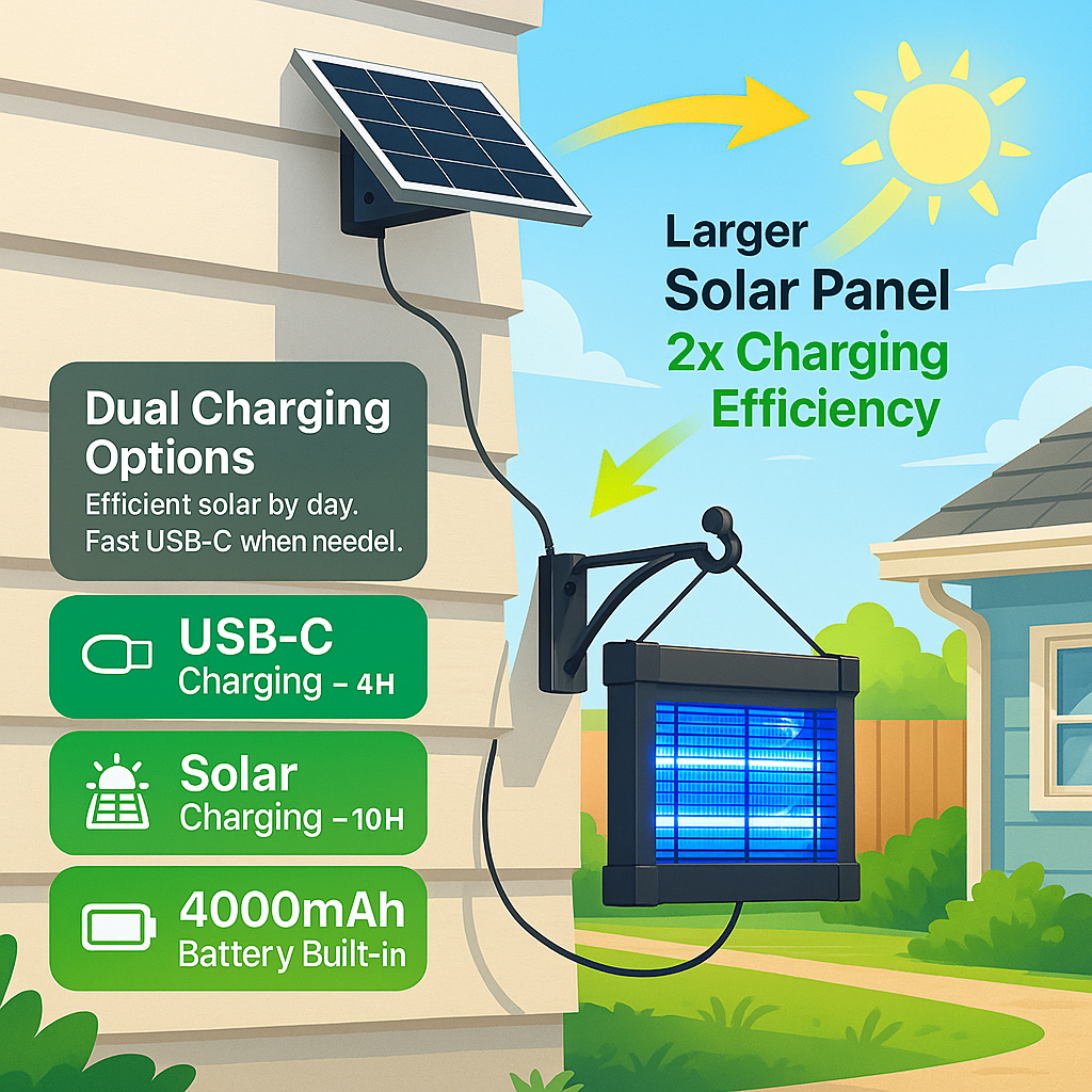 ZenZap™ Solar-Powered Waterproof Bug Zapper for Outdoor Mosquito & Insect Control