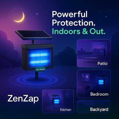 ZenZap™ Solar-Powered Waterproof Bug Zapper for Outdoor Mosquito & Insect Control